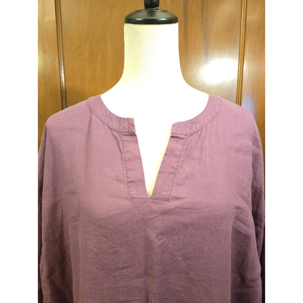 Eileen Fisher Organic Linen Shift Dress Dusty Plum Women's Size Medium Casual
